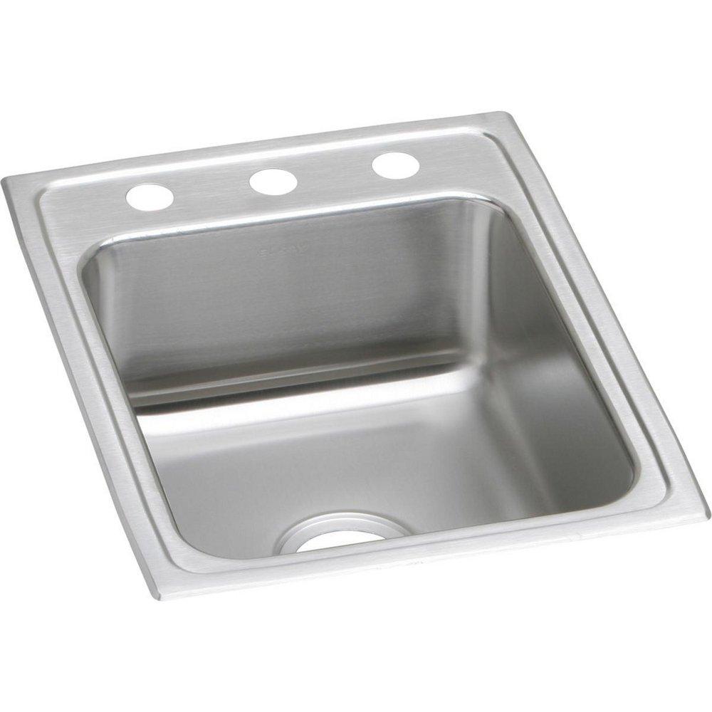 Elkay Stainless Steel 4 Hole Single Bowl Top Mount Square Kitchen Sink with Center Drain 