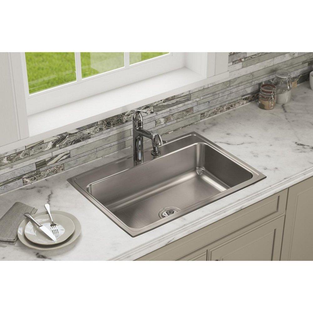 Elkay Lustrous Satin 31 x 22 in. Stainless Steel Single Bowl Drop-in Kitchen Sink in Lustrous Satin 