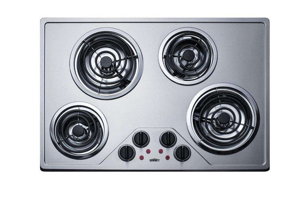 30" WIDE 230V ELECTRIC COOKTOP WITH FOUR COIL ELEMENTS AND STAINLESS STEEL FINISH 