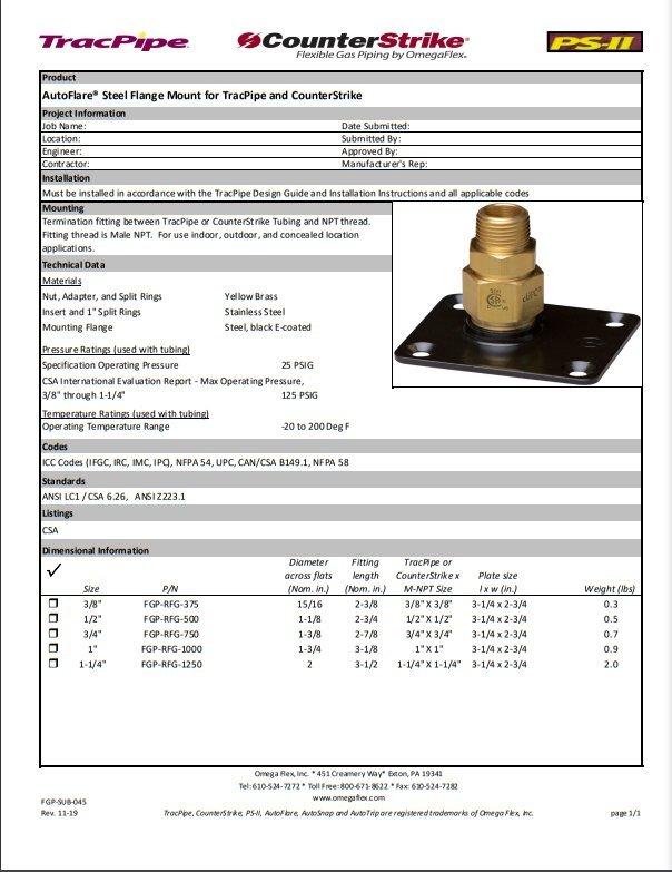 Omega Flex Flanged x MNPT Domestic Carbon Steel Adapter 