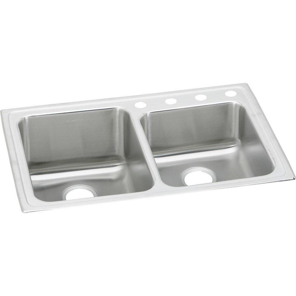Elkay Lustrous Satin 33 X 22 One Hole Double Bowl Stainless Steel SINK Gourmet 