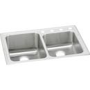 Elkay Lustrous Satin 33 X 22 One Hole Double Bowl Stainless Steel SINK Gourmet 