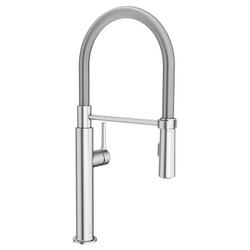 Single Handle Pull Down Kitchen Faucet in Stainless Steel
