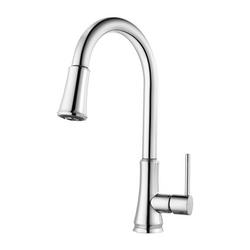 Single Handle Pull Down Kitchen Faucet in Polished Chrome