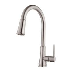Single Handle Pull Down Kitchen Faucet in Stainless Steel