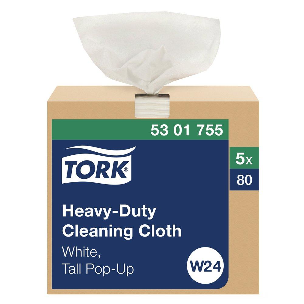 Tork White Heavy-Duty Cleaning Cloth Pop-Up Box, 1-Ply 80-Sheets, White 
