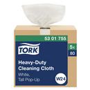 Tork White Heavy-Duty Cleaning Cloth Pop-Up Box, 1-Ply 80-Sheets, White 