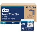Tork White Paper Wiper Plus 1/4 Fold, 1-Ply 90-Sheets, White 