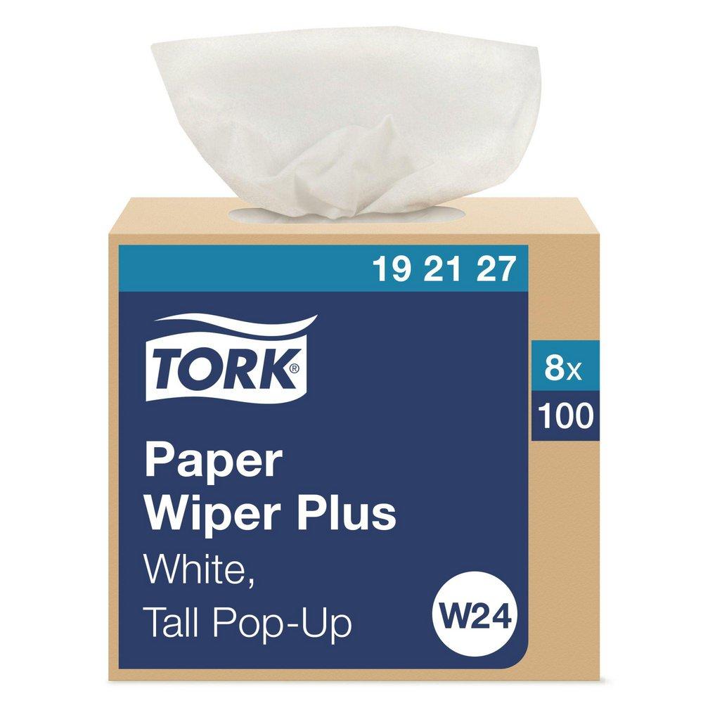 Tork White Paper Wiper Plus Pop-Up Box, 1-Ply 100-Sheets, White 