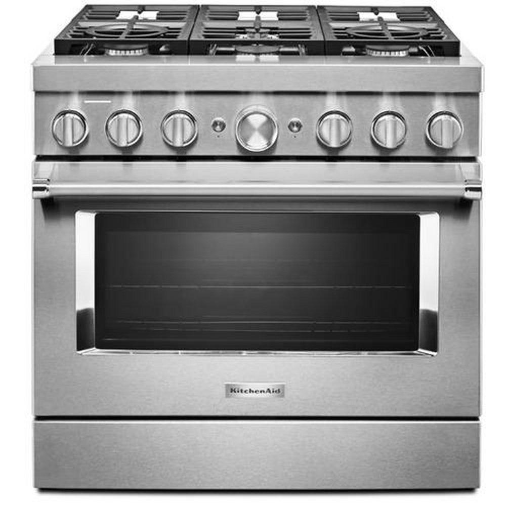 KitchenAid Stainless Steel 35-7/8 in. Gas 6-Burner Sealed Freestanding Range 