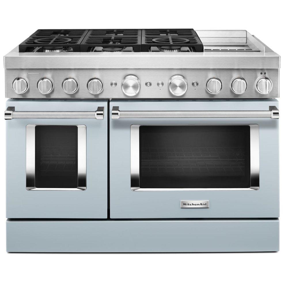 KitchenAid Misty Blue 47-7/8 in. Gas 6-Burner Sealed Freestanding Range 