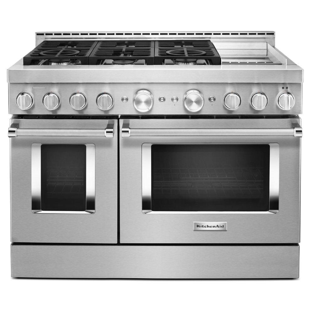 KitchenAid Stainless Steel 47-7/8 in. Gas 6-Burner Sealed Freestanding Range 