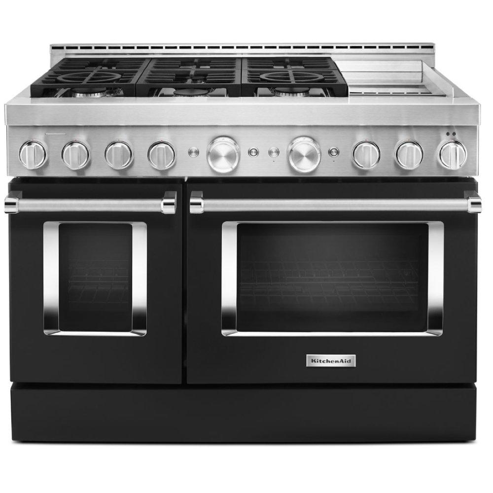 KitchenAid Imperial Black 47-7/8 in. Gas 6-Burner Sealed Freestanding Range 