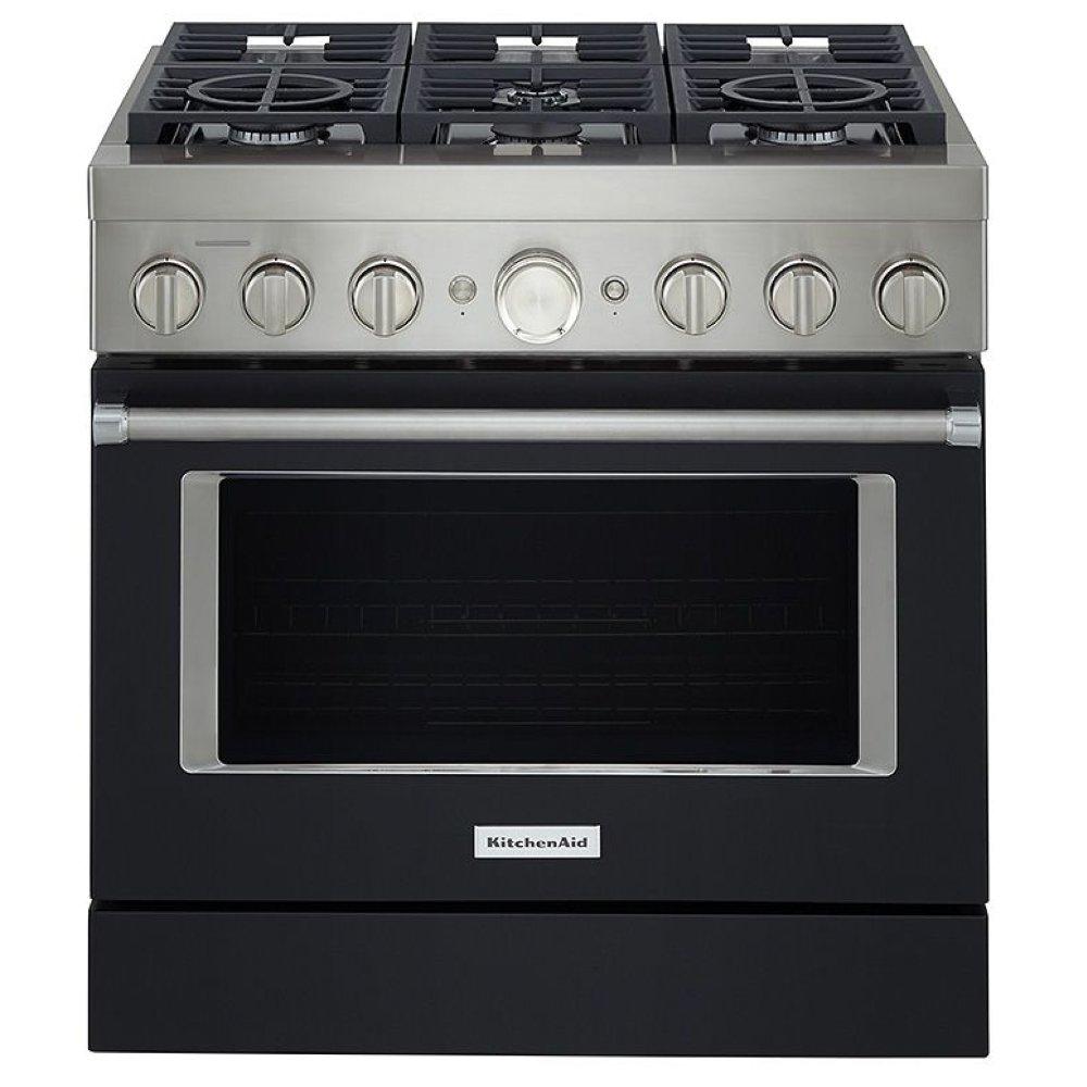 KitchenAid Imperial Black 35-7/8 in. Gas 6-Burner Sealed Freestanding Range 
