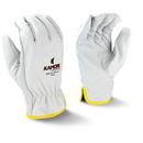Uncoated Aramid and Glass Fiber Lining and Grain Goat Leather Skin Size XL Reusable Cut Resistant Work Gloves in White