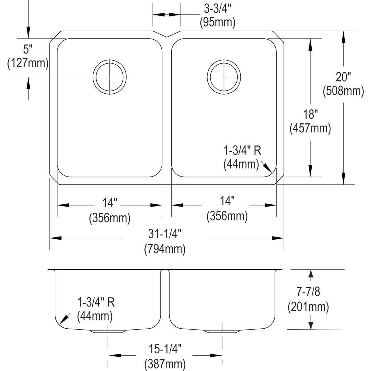 Elkay Lustrous Satin 15 x 15 in. Drop-in Stainless Steel Bar Sink 