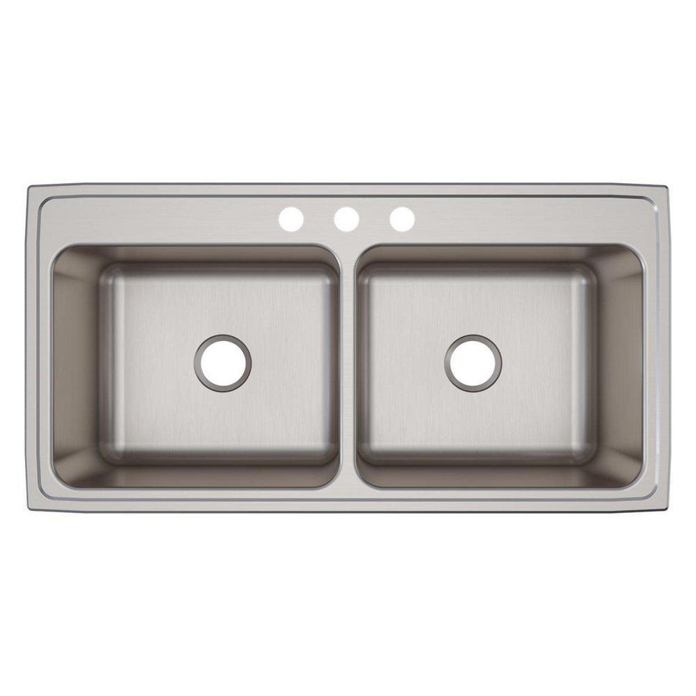 Elkay Lustrous Satin 43 x 22 in. Stainless Steel Double Bowl Drop-in Kitchen Sink in Lustrous Satin 
