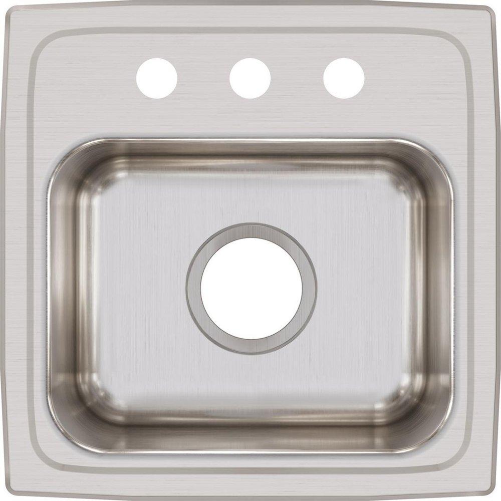 Elkay Lustrous Satin 15 x 15 in. 3 Hole Drop-in Stainless Steel Bar Sink 