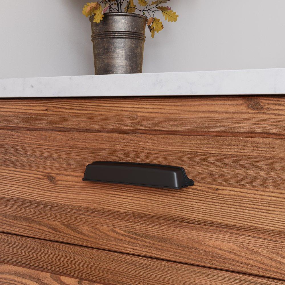 Amerock Matte Black 5-1/16 in. Center-to-Center Cup Pull 