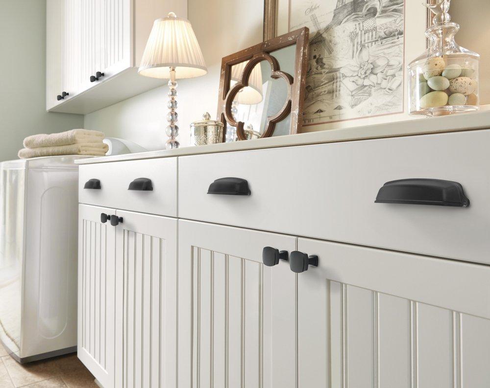 Allison Value Hardware 5-1/16 in (128 mm) Center-to-Center Matte Black Cabinet Cup Pull 