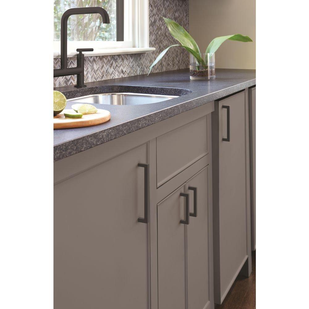 Amerock Matte Black Monument 5-1/16 in (128 mm) Center-to-Center Satin Nickel Cabinet Pull 