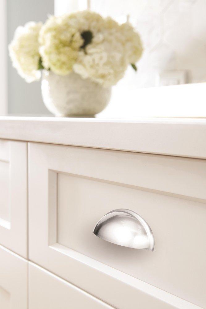Cup Pulls 3 in (76 mm) Center-to-Center Polished Chrome Cabinet Cup Pull 
