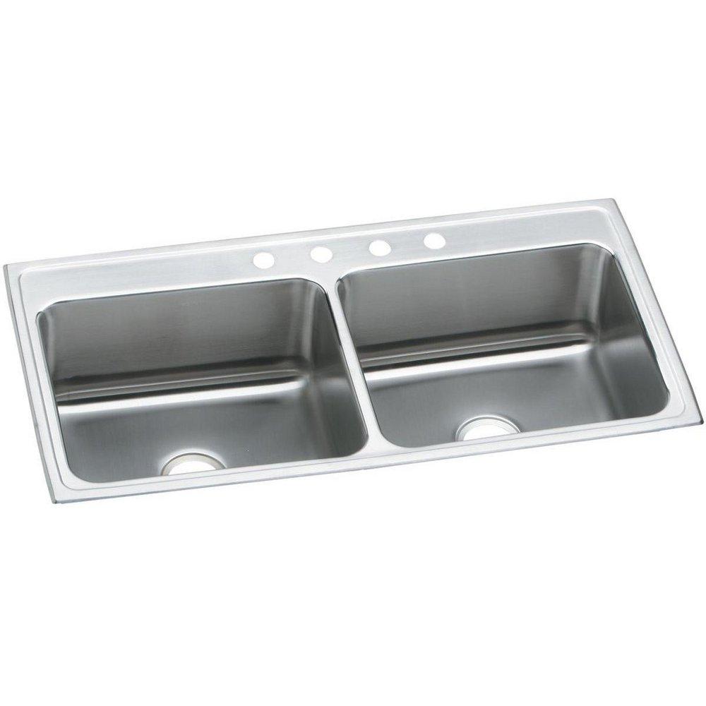Elkay Lustrous Satin 43 x 22 in. Stainless Steel Double Bowl Drop-in Kitchen Sink in Lustrous Satin 