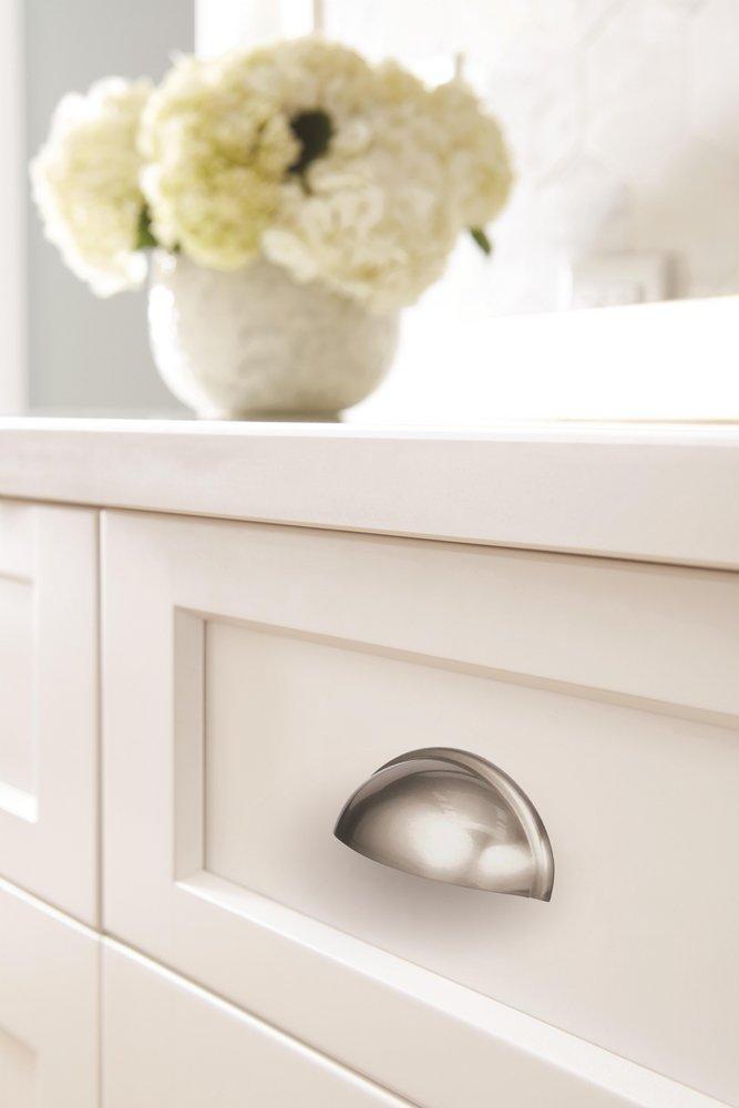 Amerock Satin Nickel 3 in. Center-to-Center Cup Pull 