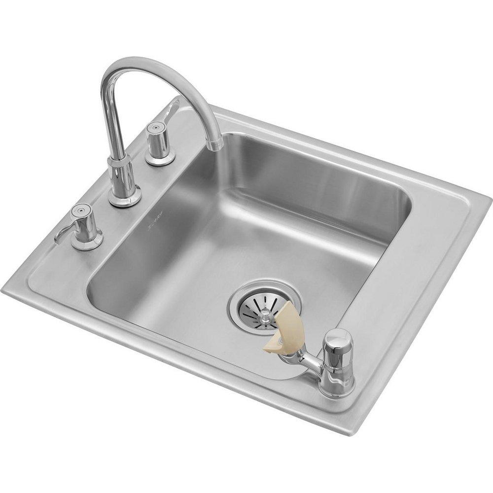Elkay Lustrous Highlighted Satin 1-Bowl Topmount Classroom Sink Combination 