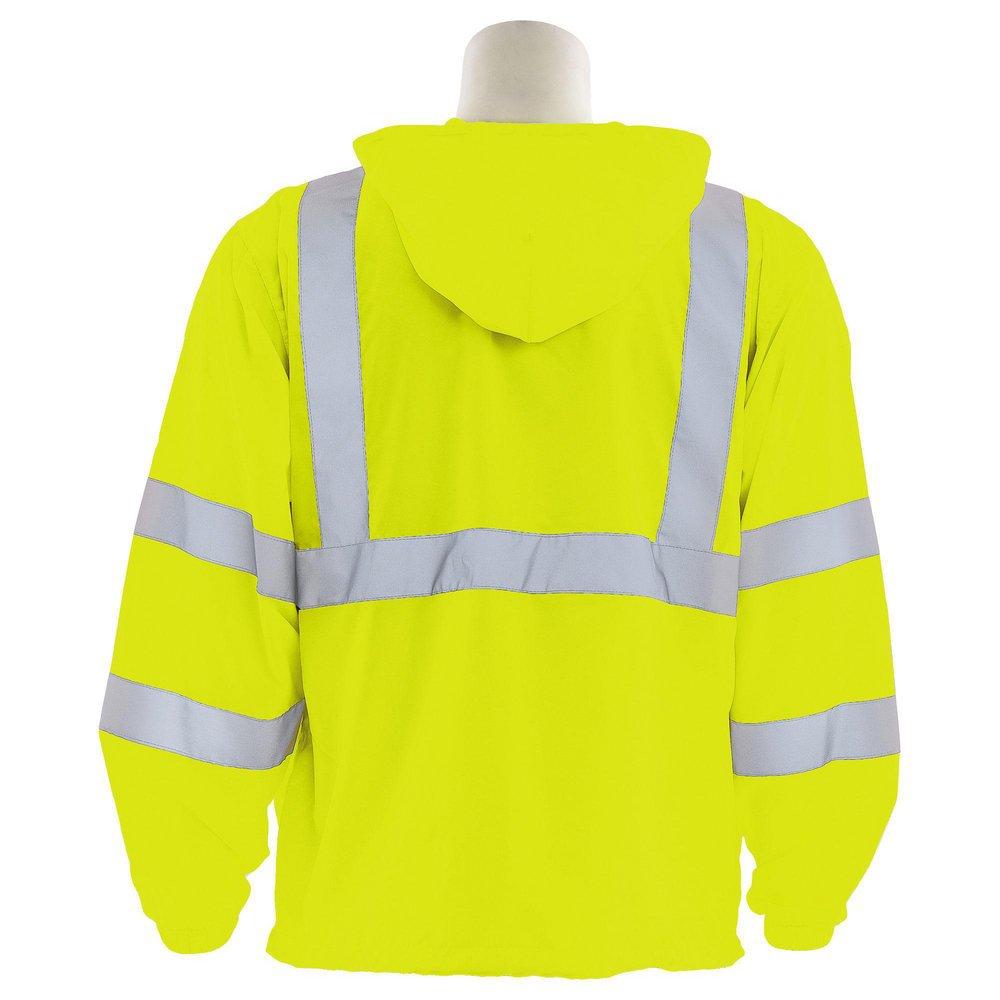 ERB Safety Hi-Viz Lime Polyester Pongee Windbreaker with Hood in Hi-Viz Lime 