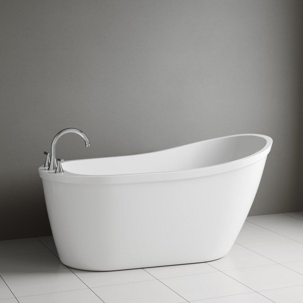 PROFLO&reg; White 59 x 32 in. Freestanding Bathtub with End Drain 