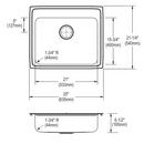 Elkay Lustrous Satin 25 x 21-1/4 in. Stainless Steel Single Bowl Drop-in Kitchen Sink in Lustrous Satin 