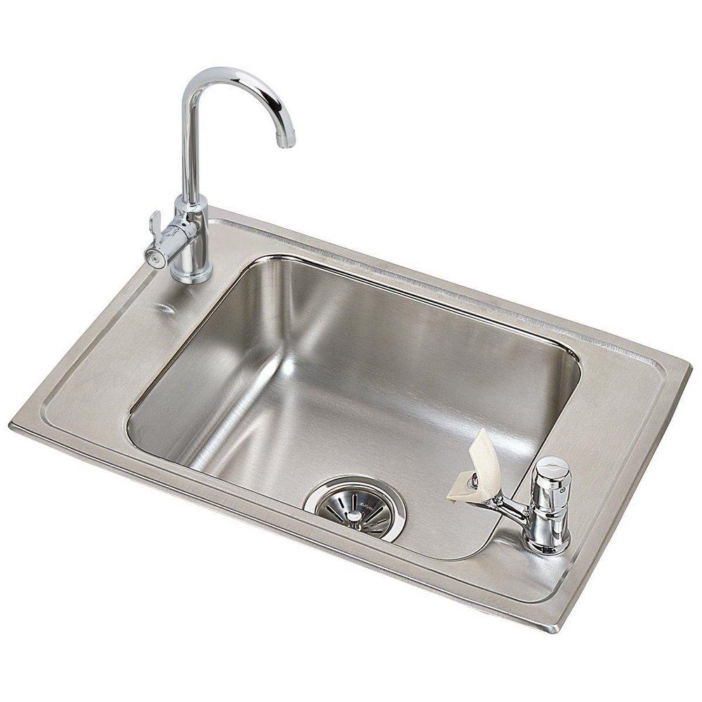 Elkay Brilliant Satin 1-Basin Drop-In and Topmount Classroom Sink with Scratch and Crack Resistant 