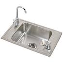 2-Hole 1-Basin Drop-In and Topmount Classroom Sink with Scratch and Crack Resistant