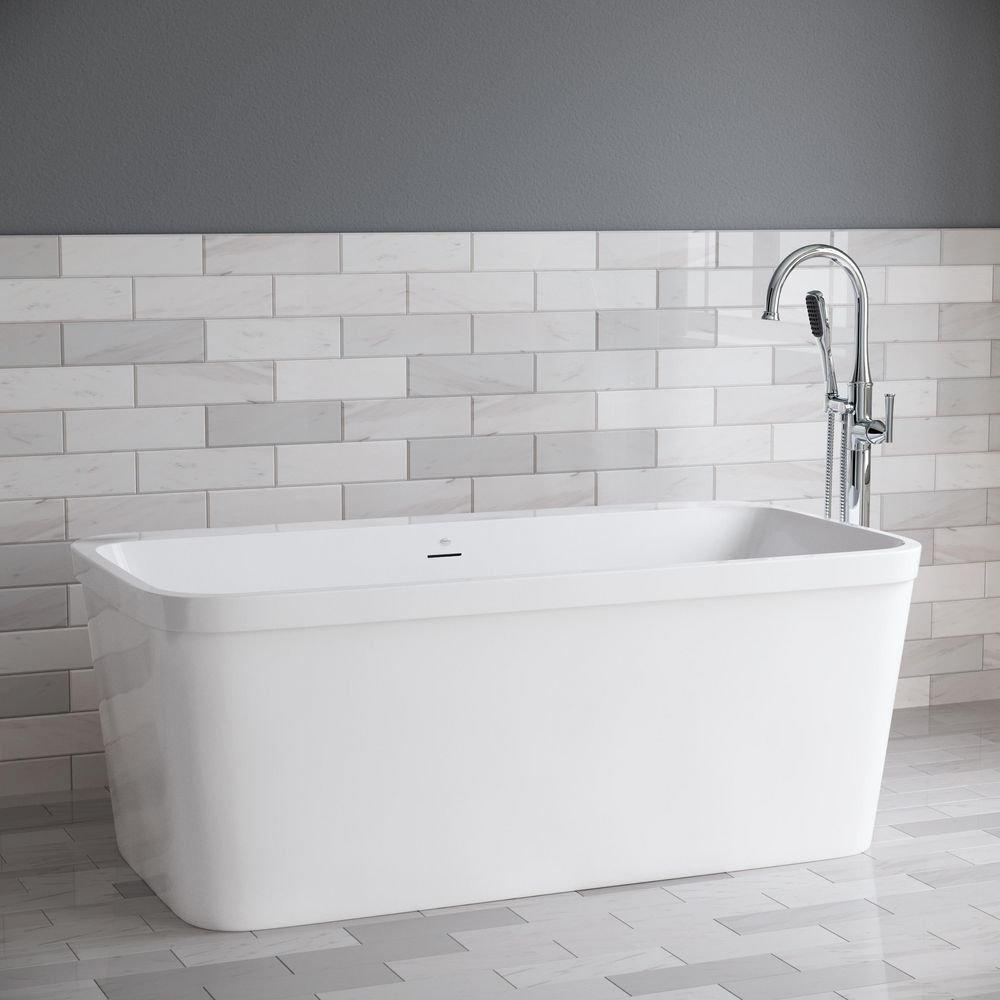 PROFLO&reg; White 59 x 33 in. Freestanding Bathtub with Center Drain 