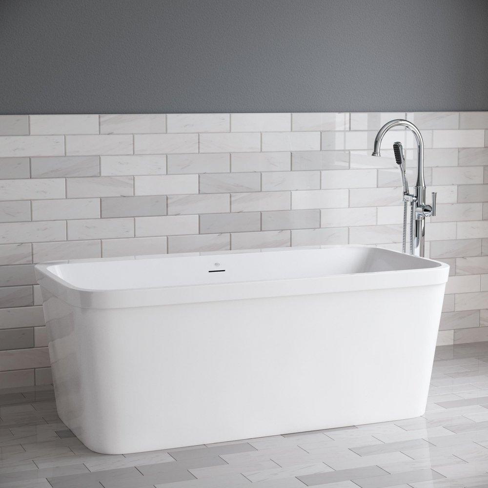 PROFLO® White 59 x 33 in. Freestanding Bathtub with Center Drain 