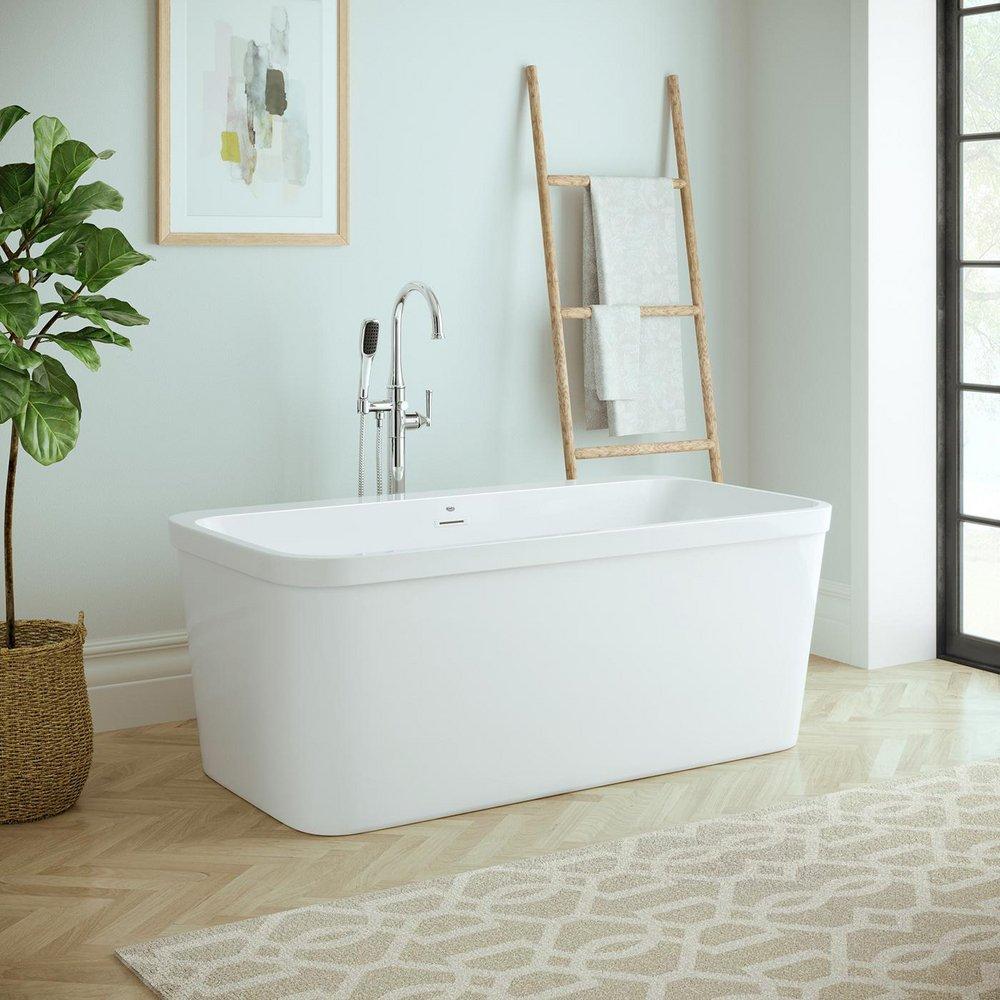 PROFLO&reg; White 59 x 33 in. Freestanding Bathtub with Center Drain 