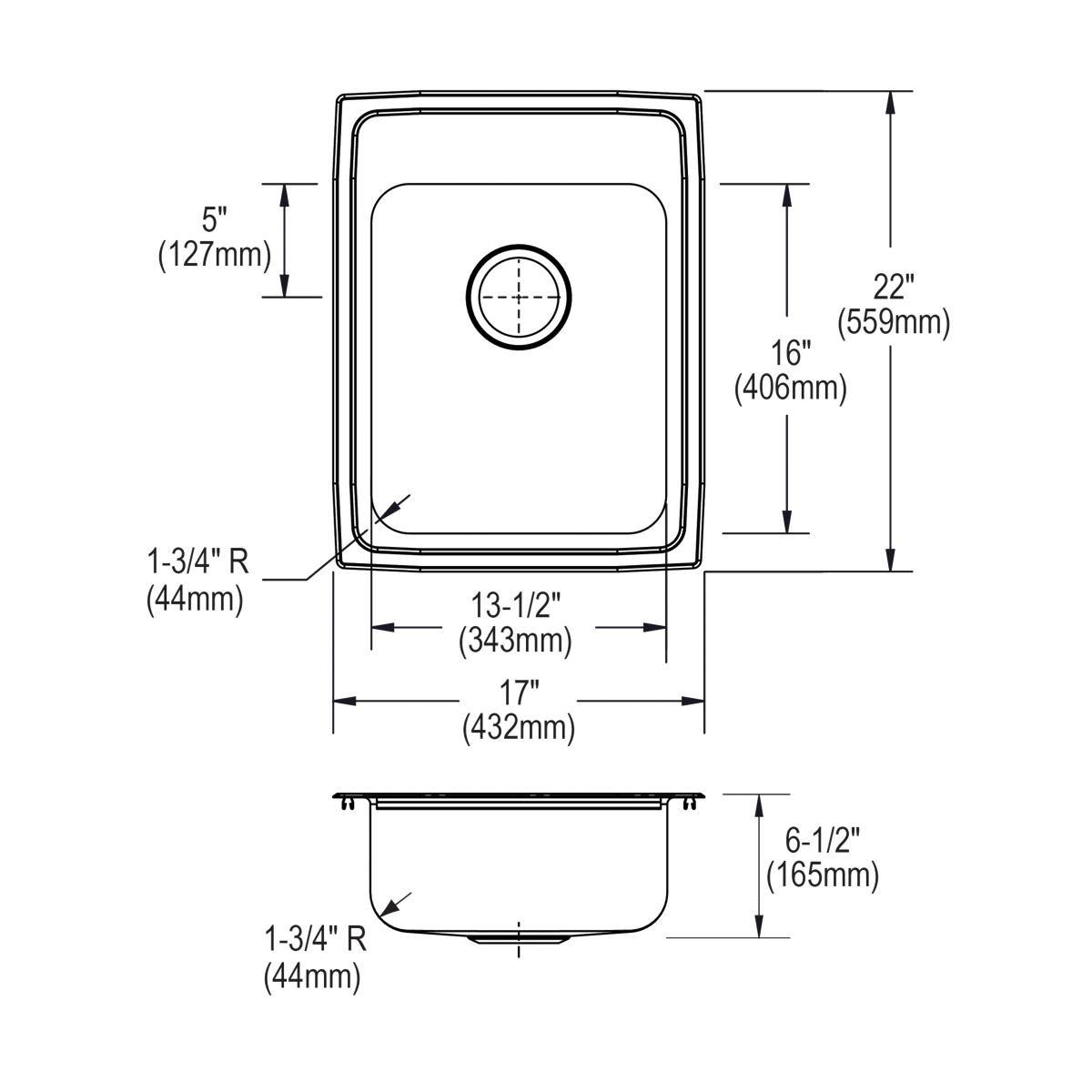 Elkay Lustrous Satin 17 x 22 in. Stainless Steel Single Bowl Drop-in Kitchen Sink in Lustrous Satin 