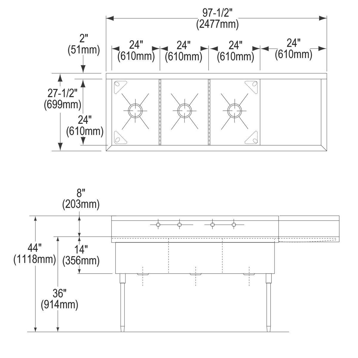 Elkay Brushed Satin 25 x 17 x 6-1/2 in. Drop-in Classroom Sink 
