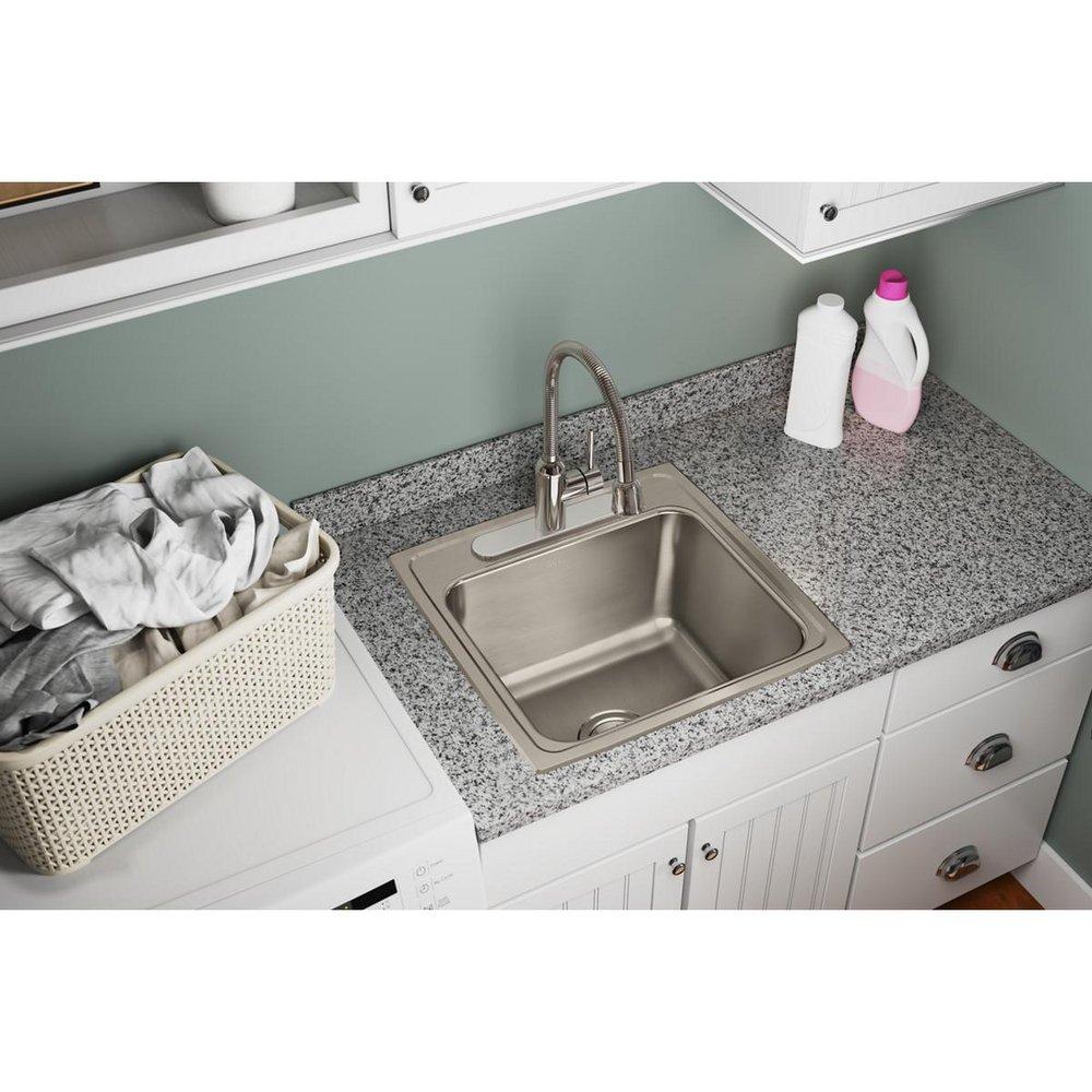 Elkay Lustrous Highlighted Satin 1-Bowl Deep Laundry Sink in Lustrous Highlighted Satin 