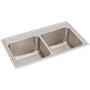 Stainless Steel Double Bowl Top Mount Rectangular Kitchen Sink with Center Drain in Lustertone