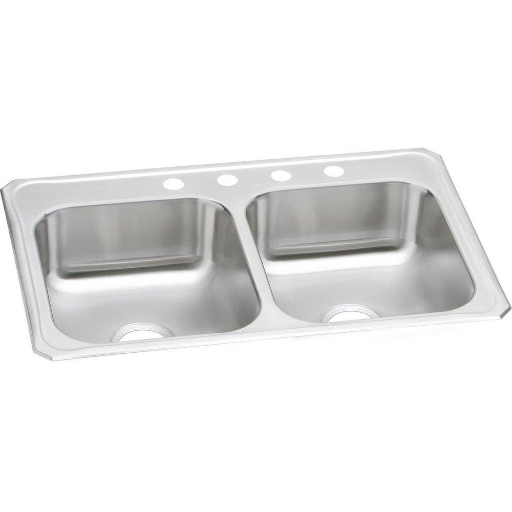 Elkay Brushed Satin 33 x 22 in. Stainless Steel Double Bowl Drop-in Kitchen Sink in Brushed Satin 