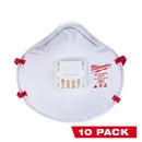 Aluminum, Foam, Plastic and Spandex®NIOSH 42 CFR 84 Valved Respirator in White (Pack of 10)