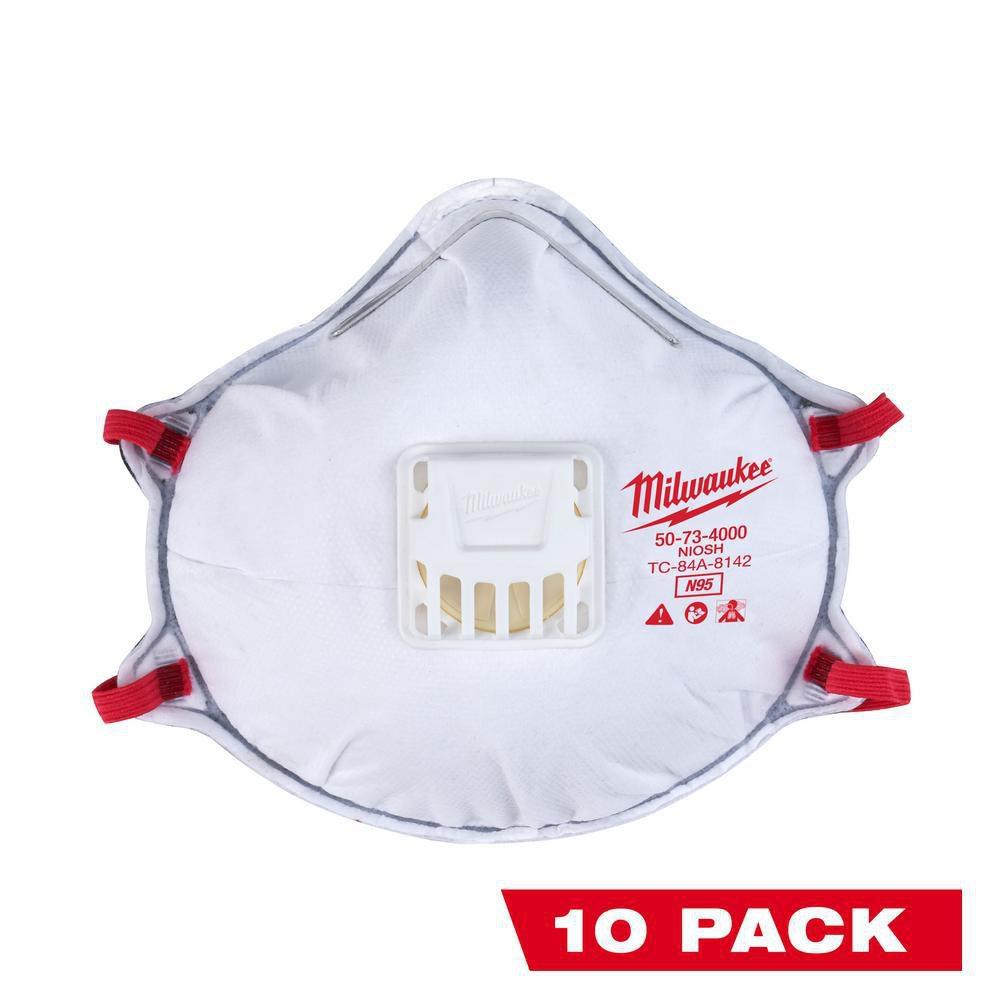 Milwaukee® White NIOSH 42 CFR 84 Valved Respirator with Gasket in White (Pack of 10) 