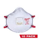 Aluminum, Foam, Plastic and Spandex®NIOSH 42 CFR 84 Valved Respirator with Gasket in White (Pack of 10)