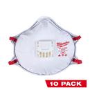 Milwaukee® White NIOSH 42 CFR 84 Valved Respirator with Gasket in White (Pack of 10) 