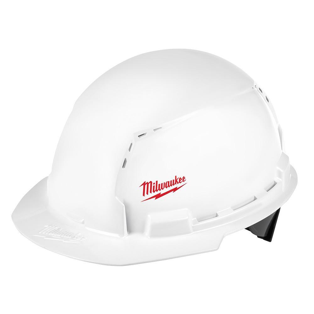 Milwaukee&reg; White Polyethylene Front Brim Vented Hard Hat with Small Logo 