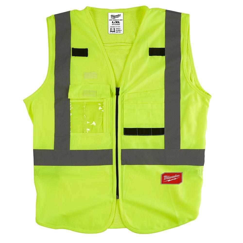 Milwaukee&reg; Yellow Polyester High Visibility Safety Vest in Hi-Viz Yellow 