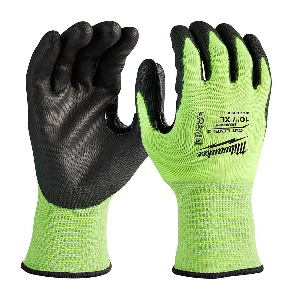 Milwaukee&reg; High Visibility Yellow Plastic Automotive, Garden Construction Work, Hardware, Law Enforcement, Mechanic, Motorsports, Multi-Purpose and Outdoor Gloves 