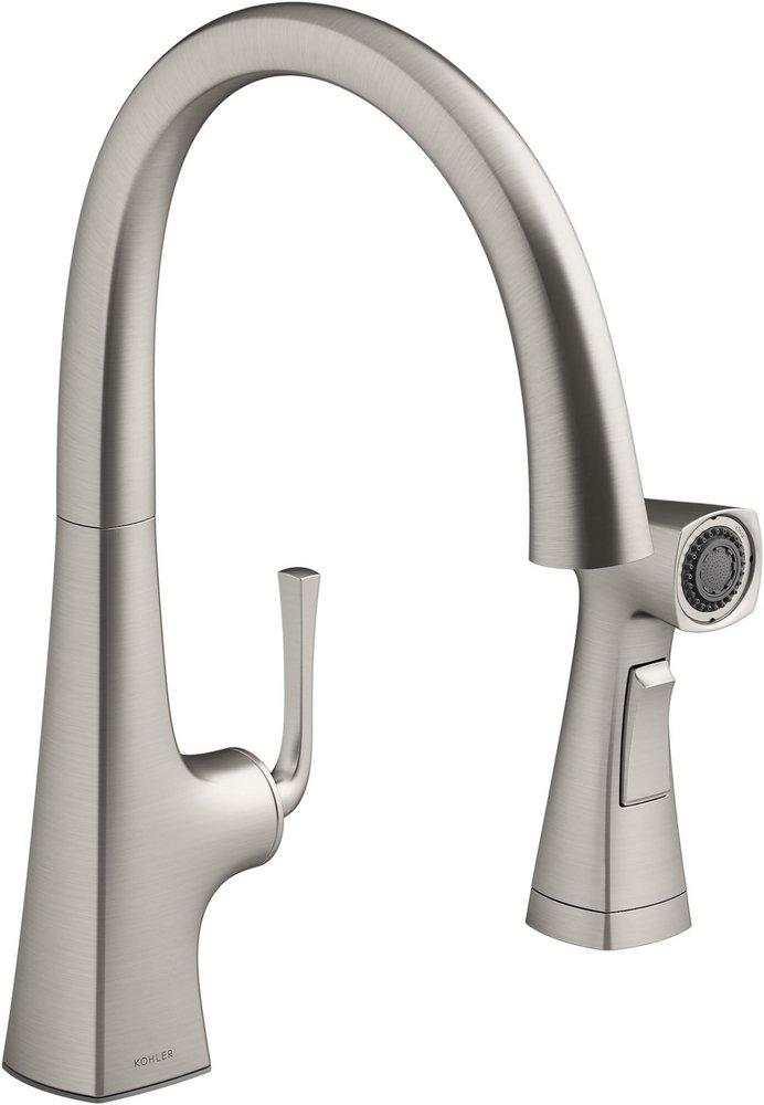 KOHLER Vibrant&reg; Stainless Single Handle Pull Down Kitchen Faucet 